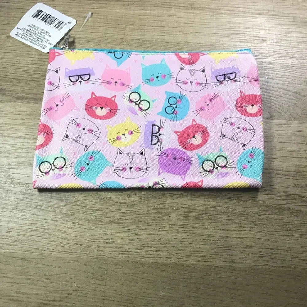 Colorful Cat Glasses Print Makeup Pouch Bag